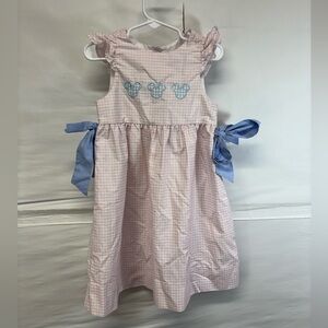 City Beautiful Boutique Disney Mickey Mouse Pink Gingham Smocked Dress Size 4